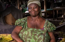 Ghanian vendor with bananas